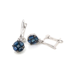 14 Karat White Gold Earrings with Sapphires and Diamonds