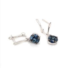 14 Karat White Gold Earrings with Sapphires and Diamonds
