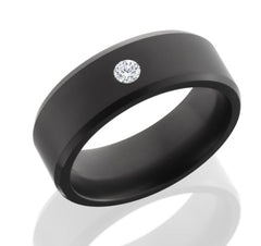 Solid Black Diamond Band with Diamond-size 10
