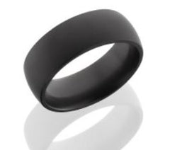 8mm Domed Solid Black Diamond Ring -Size 9.5