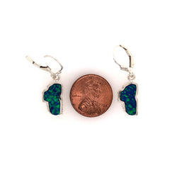 Medium Silver Leverback Lake Tahoe Earrings with Lab Grown Opal