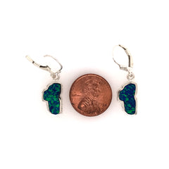 Medium Silver Leverback Lake Tahoe Earrings with Lab Grown Opal