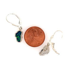 Sterling Silver Small Lab-Grown Opal Lever Back Earrings