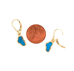 14 Karat Yellow Gold Turquoise Lever back Earrings