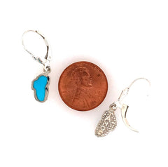 Silver Earrings with Lake Tahoe Shaped Turquoise