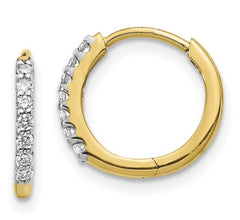 14 Karat Yellow Gold Diamond Hinged Hoop Earring