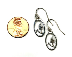 Silver Medium Oval Tree and Mountain Earrings