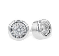 14KWG Bezel Diamond Stud Earrings - 0.10 Carat