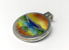 Fine Silver Enamel Sunrise/Sunset Emerald Bay California Pendant. "in