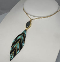 Gabriella 14 Karate Yellow Gold Filled Necklace with Gold and Teal Des