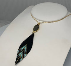 Gabriella 14 Karate Yellow Gold Filled Necklace with Gold and Teal Des