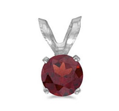 14 Karat White Gold Pendant with One 5mm Round Garnet.
Chain is Sold