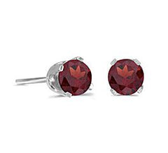 14 Karat White Gold 4mm Garnet Stud Earrings