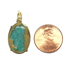 Large Sterling Silver and 14 Karat Yellow Gold Vermeil Lake Tahoe Pend