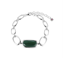 Silver Bracelet with Malachite