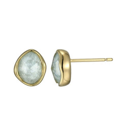 14 Karat Gold Plated Stud Earrings w/ Amazonite