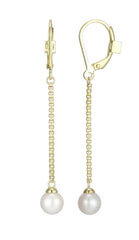 Sterling Silver & 14KY Gold Plated Pearl Drop Earrings