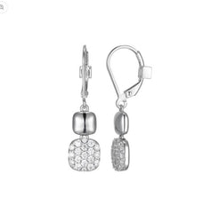 Silver Square Double Drop Earrings