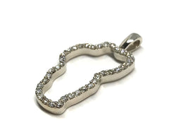 Large 14 Karat White Gold Diamond Lake Tahoe Outline Pendant with 37 R
