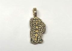 Large 14 Karat Yellow Gold Lake Tahoe Pendant with Lapis & Emerald