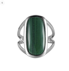 Silver Ring with Malachite- Sz. 9