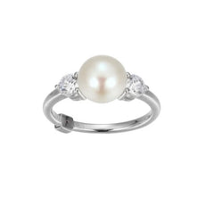 Silver Pearl Ring- Size 8