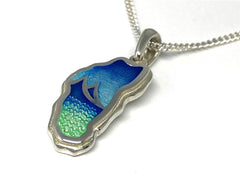 Fine Silver Lake Tahoe Enamel Pendant named the "Lake Tahoe Mountain R