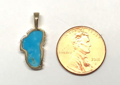 Medium 14KYG Pendant with a Lake Tahoe Shaped Turquoise