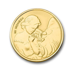 ANGEL & HEART YELLOW GOLD PLATED COIN  for Medium Sized Pendants.