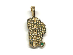 Medium 14KYG Lake Tahoe Pendant w/ Lab-Opal & Emerald