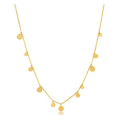 14 Karat Yellow Gold Plated Necklace with Round Discs - 18"