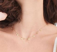 14 Karat Yellow Gold Plated Necklace with Round Discs - 18"