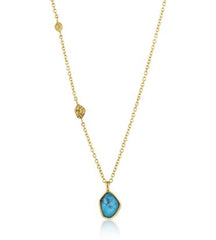 14kt Yellow Gold Plated Necklace with Turquoise - 20"