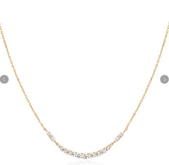 Gold Plated Pave Arc Necklace With Cubic Zirconias - 18"