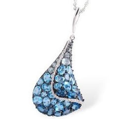 Large 14KWG Pendant with Assorted Topazes & Diamonds