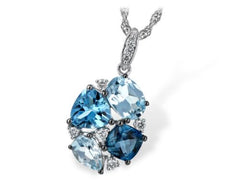 14KYG Pendant with Blue Topazes & Diamonds