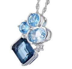 14 Karat White Gold Pendant with One Emerald Cut London Blue Topaz, 2