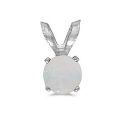 14 Karat White Gold Pendant with One 5mm Round Opal.
Chain is Sold Se
