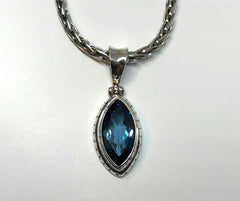 Sterling Silver Pendant With Marquise Cut London Blue Topaz, Pendant M