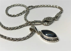 Sterling Silver Pendant With Marquise Cut London Blue Topaz, Pendant M