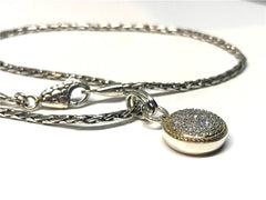 Silver & 14K Gold Pave Diamond Necklace