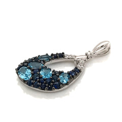 14 Karat White Gold Pendant with 5 Oval Swiss Blue Topaz at 0.83 Carat