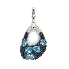 14 Karat White Gold Pendant with 5 Oval Swiss Blue Topaz at 0.83 Carat