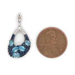 14 Karat White Gold Pendant with 5 Oval Swiss Blue Topaz at 0.83 Carat