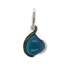 14 Karat White Gold Pendant with One 8.38 Carat Cabochon London Blue T