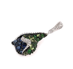 Large 14KWG Pendant w/ Sapphire, Tsavorite Garnet, Peridot & Diamonds