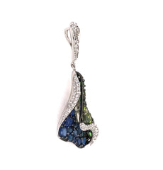 Large 14KWG Pendant w/ Sapphire, Tsavorite Garnet, Peridot & Diamonds