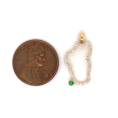 Medium 14KYG Lake Tahoe Outline Pendant w/ Diamonds & Emerald