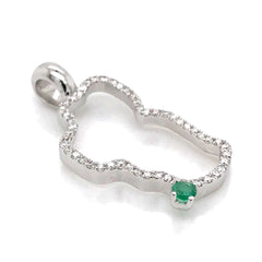 Medium 14KWG Lake Tahoe Outline Pendant w/ Diamonds