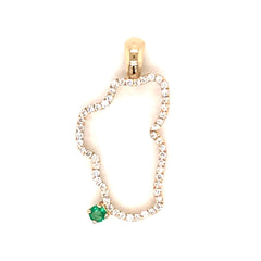 Medium 14KYG Lake Tahoe Outline Pendant w/ Diamonds & Emerald